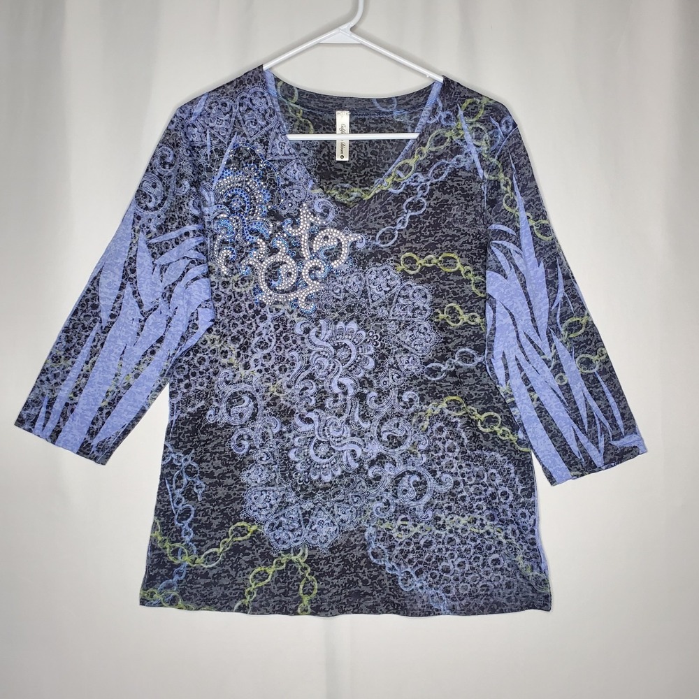 California Bloom Y2K Distressed Sequin T-Shirt Jrs XL Grunge Fairycore Whimsy